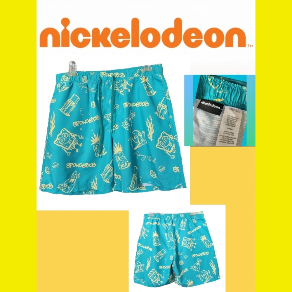 NICKELODEON  MEN'S  SPONGEBOB SWIM TRUNKS NWOT SIZE L